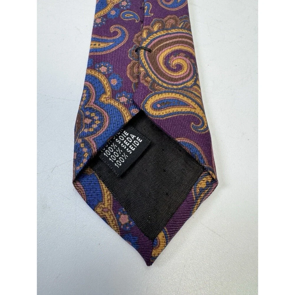 Chéviot Silk Tie Purple Paisley Multicolor Classic Width Designer